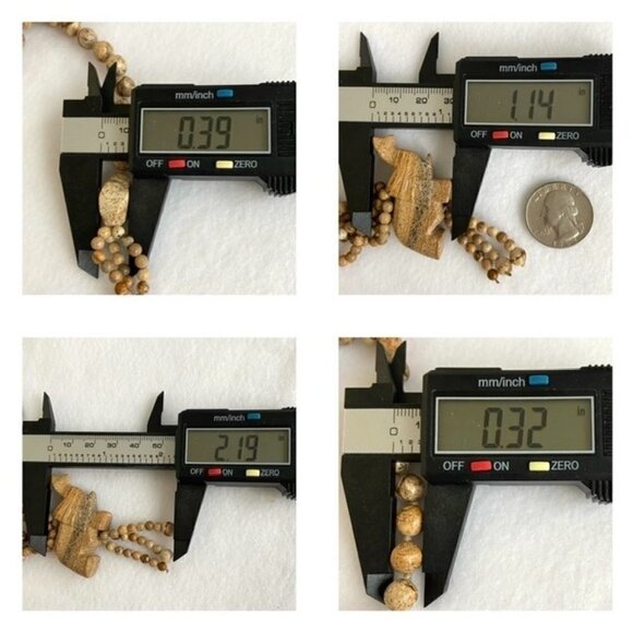 Beaded Long Hand Knotted Landscape Jasper Elephant Tassel Necklace 33" Infinity - Picture 10 of 16